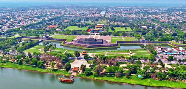 A bird eye view of the Imperial City in Hue
