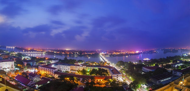 Hue at night viewed from over the Morin Hotel